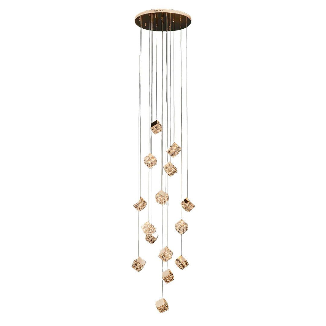 Stairs Chandelier Magic Cube Crystal Ceiling Light - GILDLAMPS