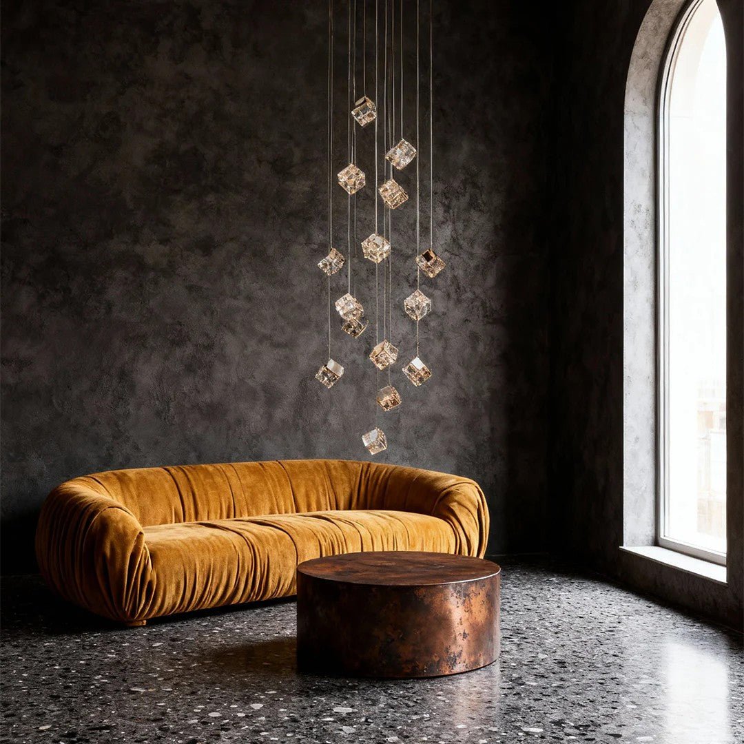 Stairs Chandelier Magic Cube Crystal Ceiling Light - GILDLAMPS