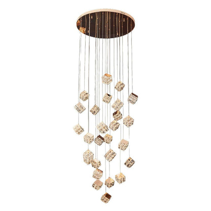 Stairs Chandelier Magic Cube Crystal Ceiling Light - GILDLAMPS