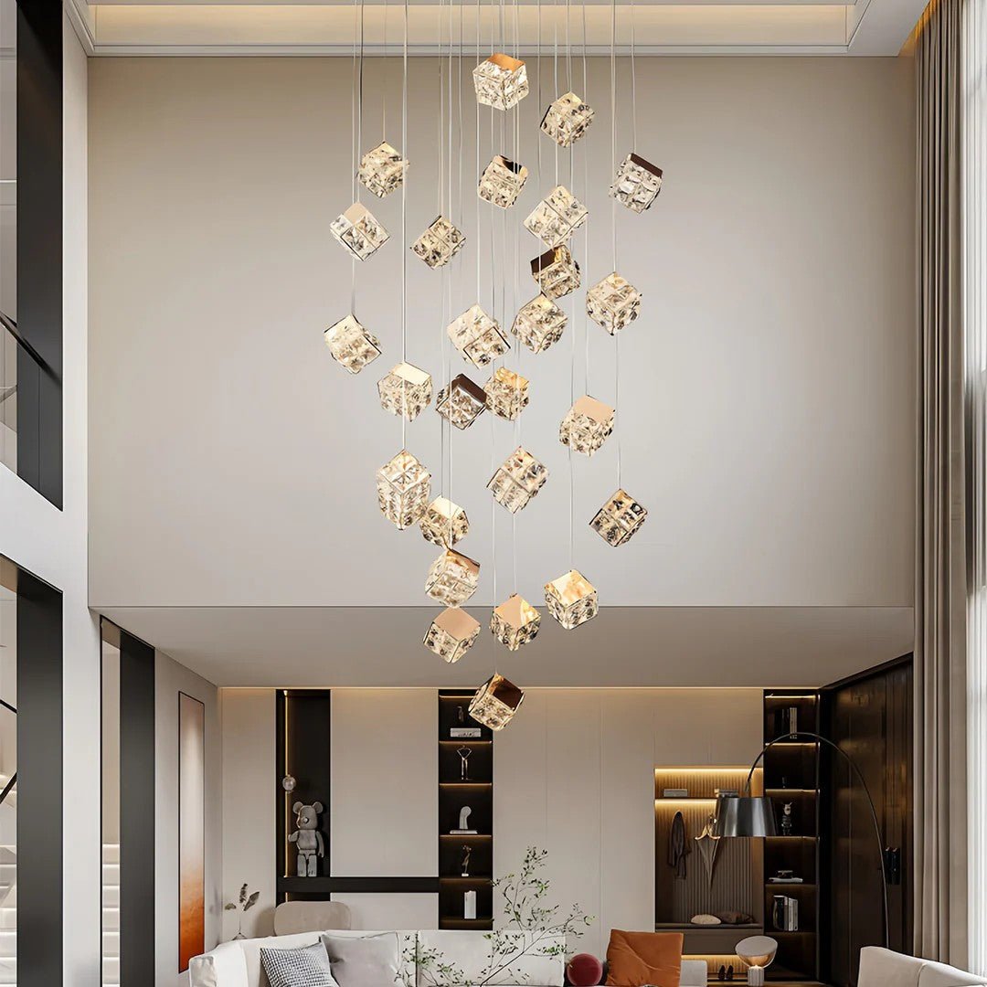 Stairs Chandelier Magic Cube Crystal Ceiling Light - GILDLAMPS