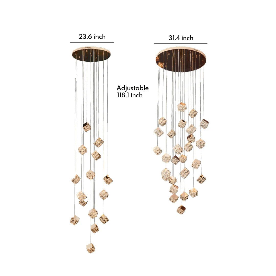 Stairs Chandelier Magic Cube Crystal Ceiling Light - GILDLAMPS