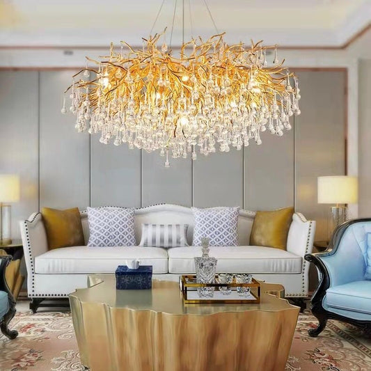 Stunning Tree Branch Crystal Chandelier with Clear Teardrop - shaped for Living/Dining Room - GILDLAMPS