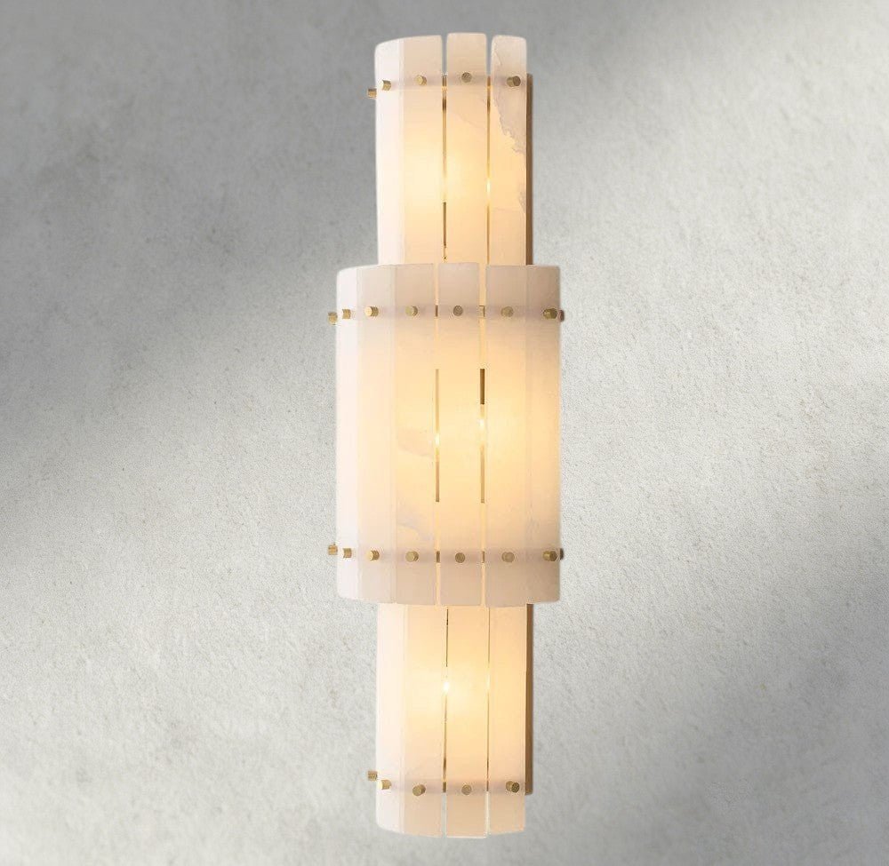 Sun Merca Alabaster Grand Round Sconce - GILDLAMPS