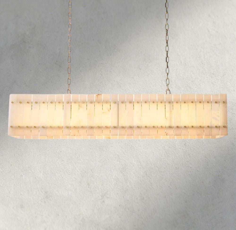 Sun Merca Alabaster Linear Chandelier 54", 72" - GILDLAMPS