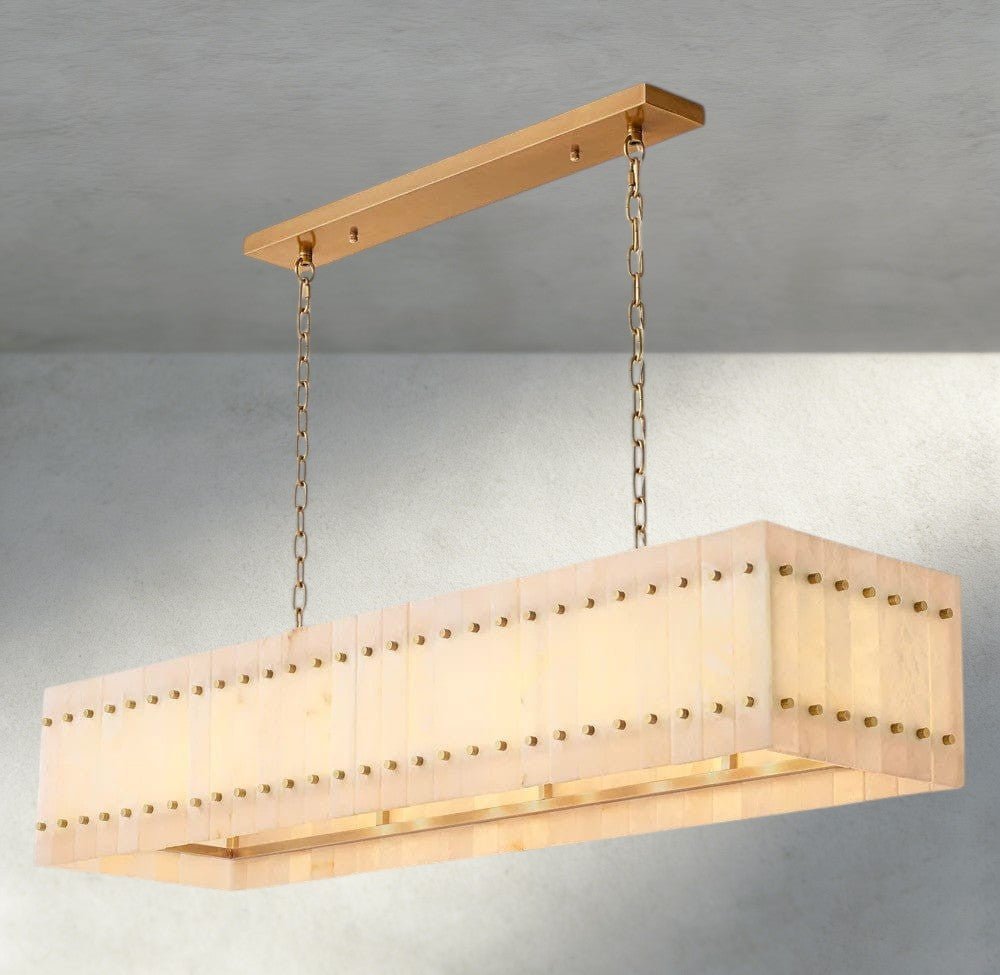 Sun Merca Alabaster Linear Chandelier 54", 72" - GILDLAMPS
