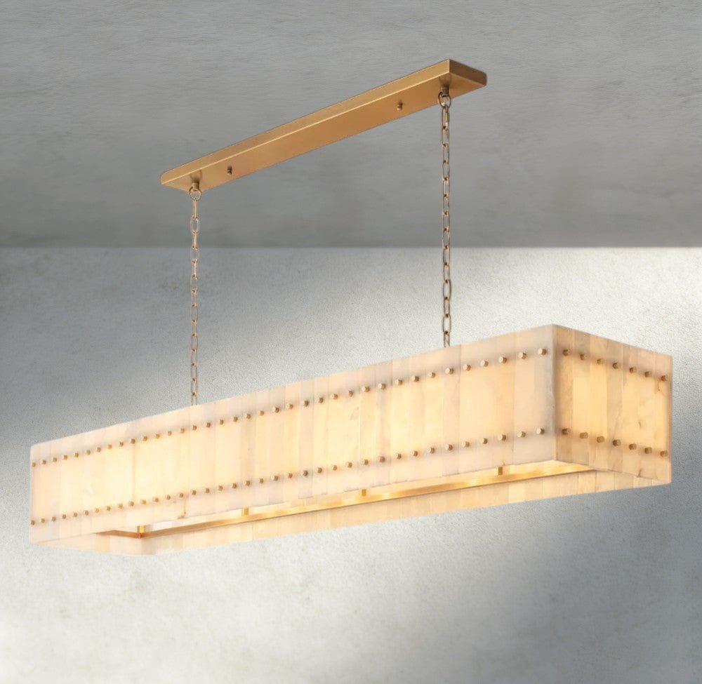 Sun Merca Alabaster Linear Chandelier 54", 72" - GILDLAMPS