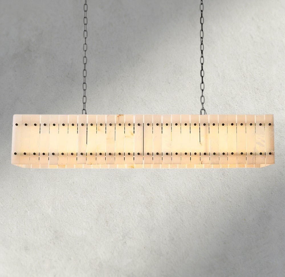 Sun Merca Alabaster Linear Chandelier 54", 72" - GILDLAMPS