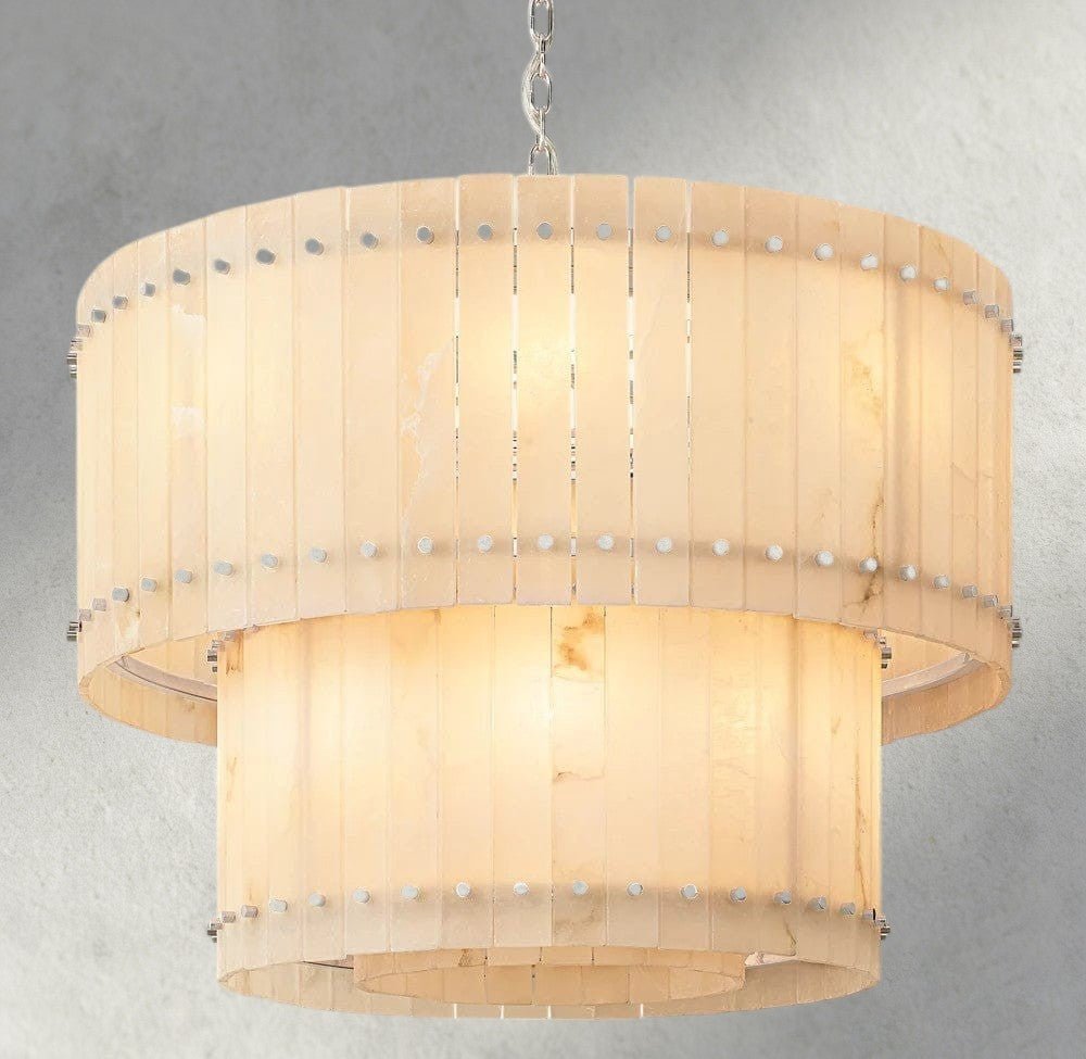 Sun Merca Alabaster Round Tiered Chandelier 22", 37", 48", 60" - GILDLAMPS