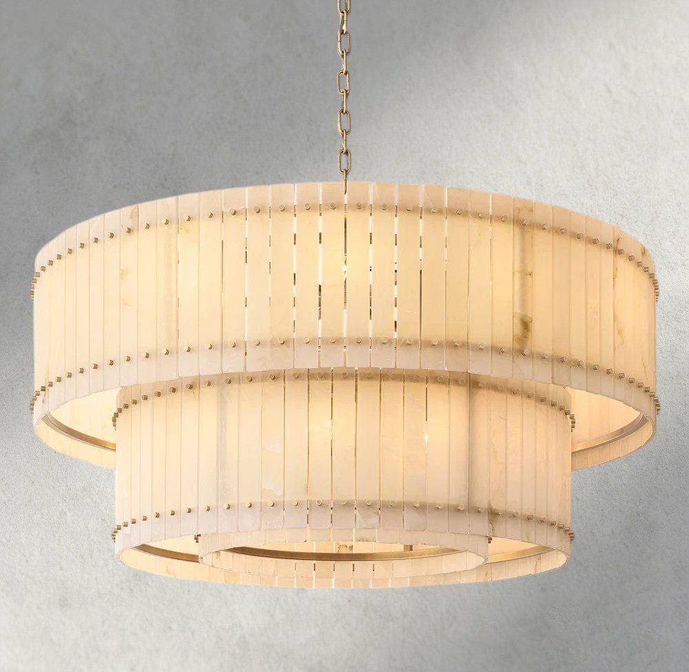 Sun Merca Alabaster Round Tiered Chandelier 22", 37", 48", 60" - GILDLAMPS