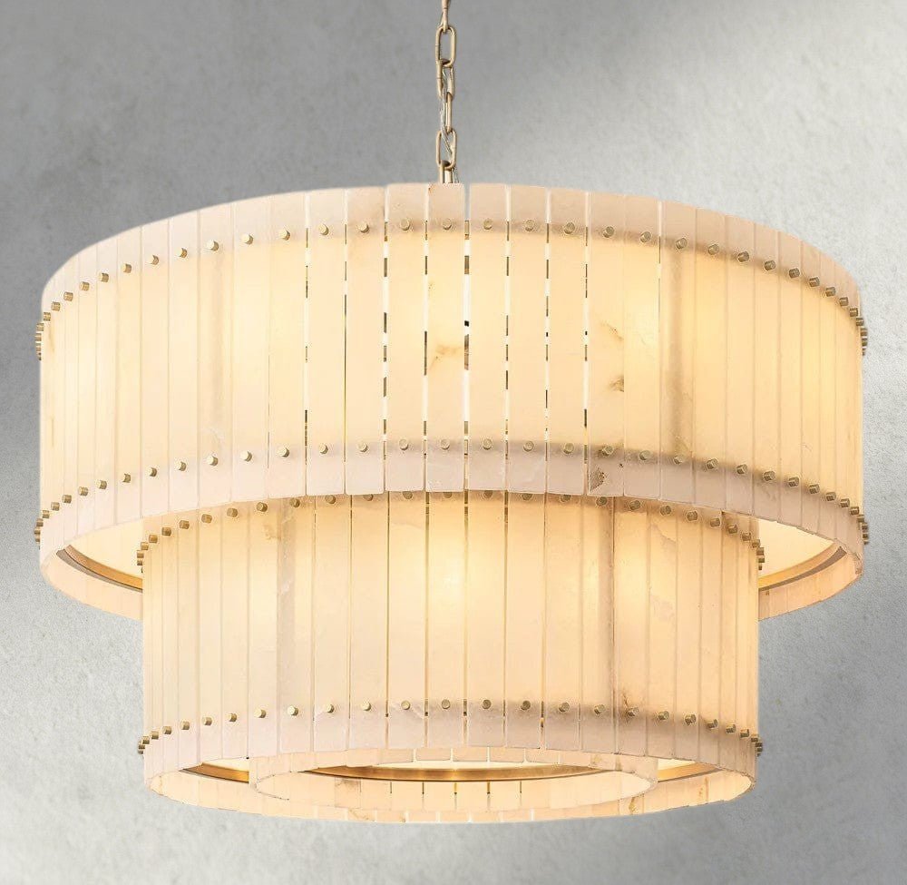 Sun Merca Alabaster Round Tiered Chandelier 22", 37", 48", 60" - GILDLAMPS
