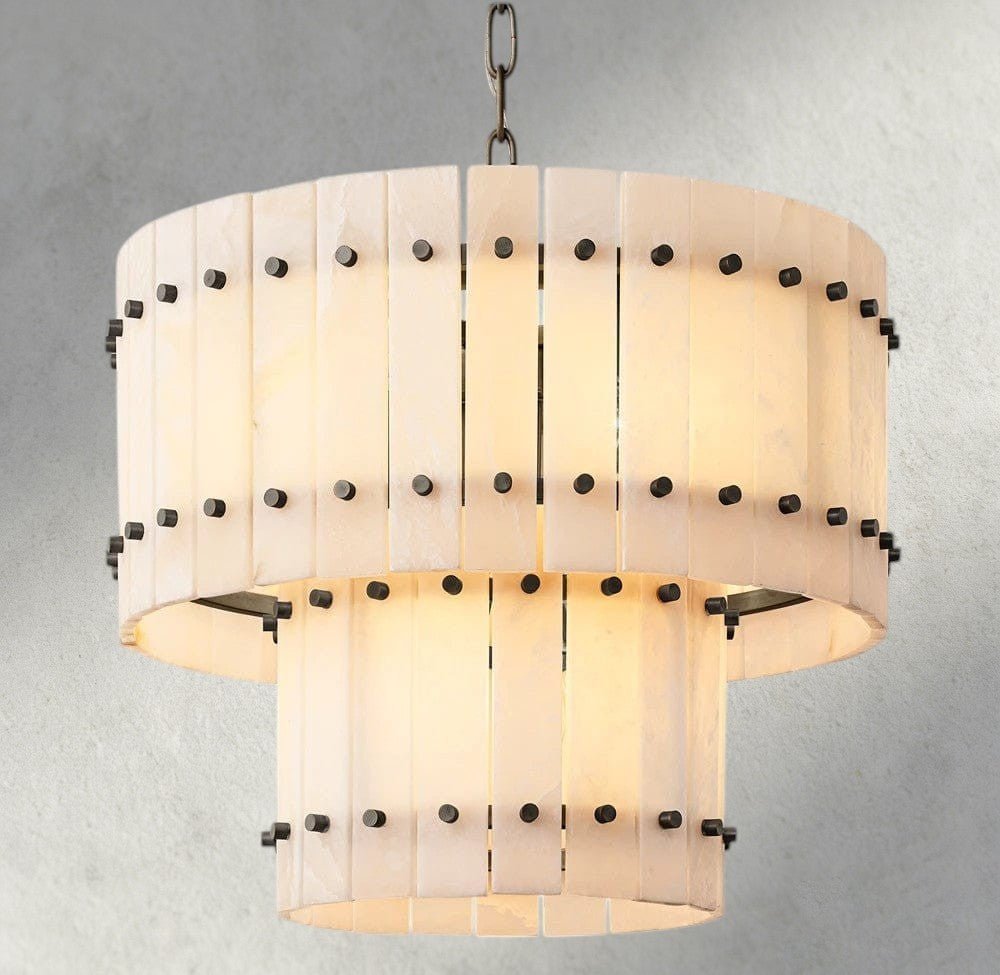 Sun Merca Alabaster Round Tiered Chandelier 22", 37", 48", 60" - GILDLAMPS