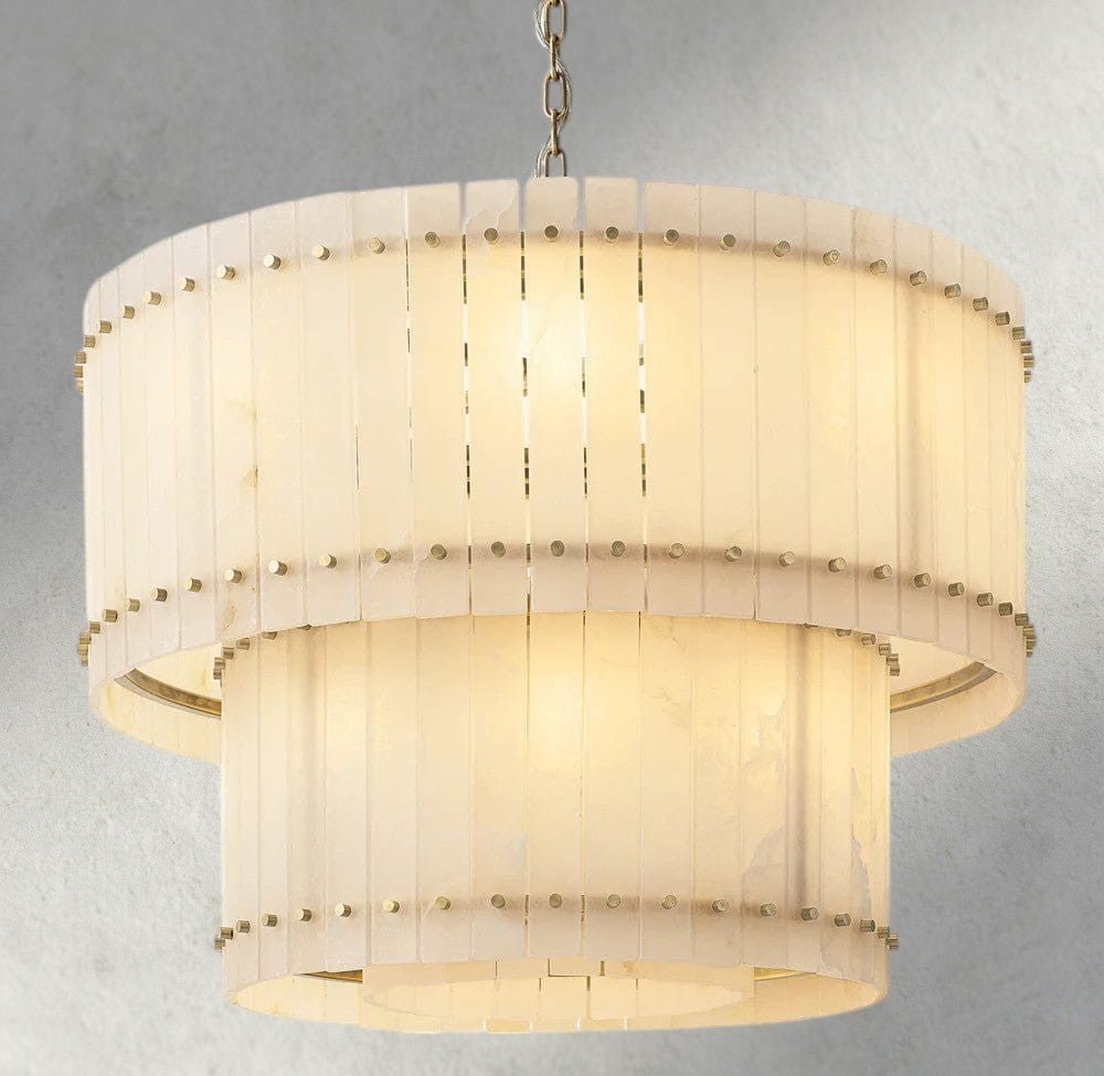 Sun Merca Alabaster Round Tiered Chandelier 22", 37", 48", 60" - GILDLAMPS