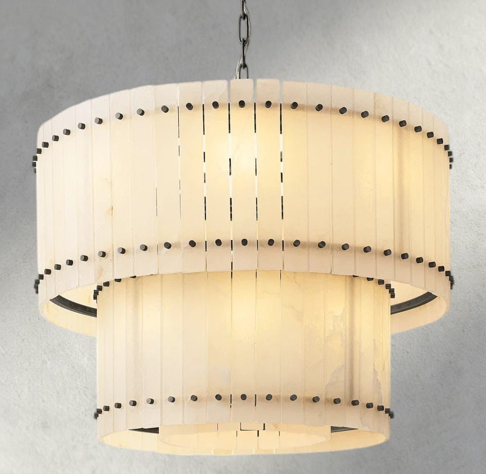 Sun Merca Alabaster Round Tiered Chandelier 22", 37", 48", 60" - GILDLAMPS