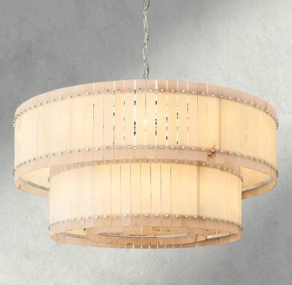 Sun Merca Alabaster Round Tiered Chandelier 22", 37", 48", 60" - GILDLAMPS