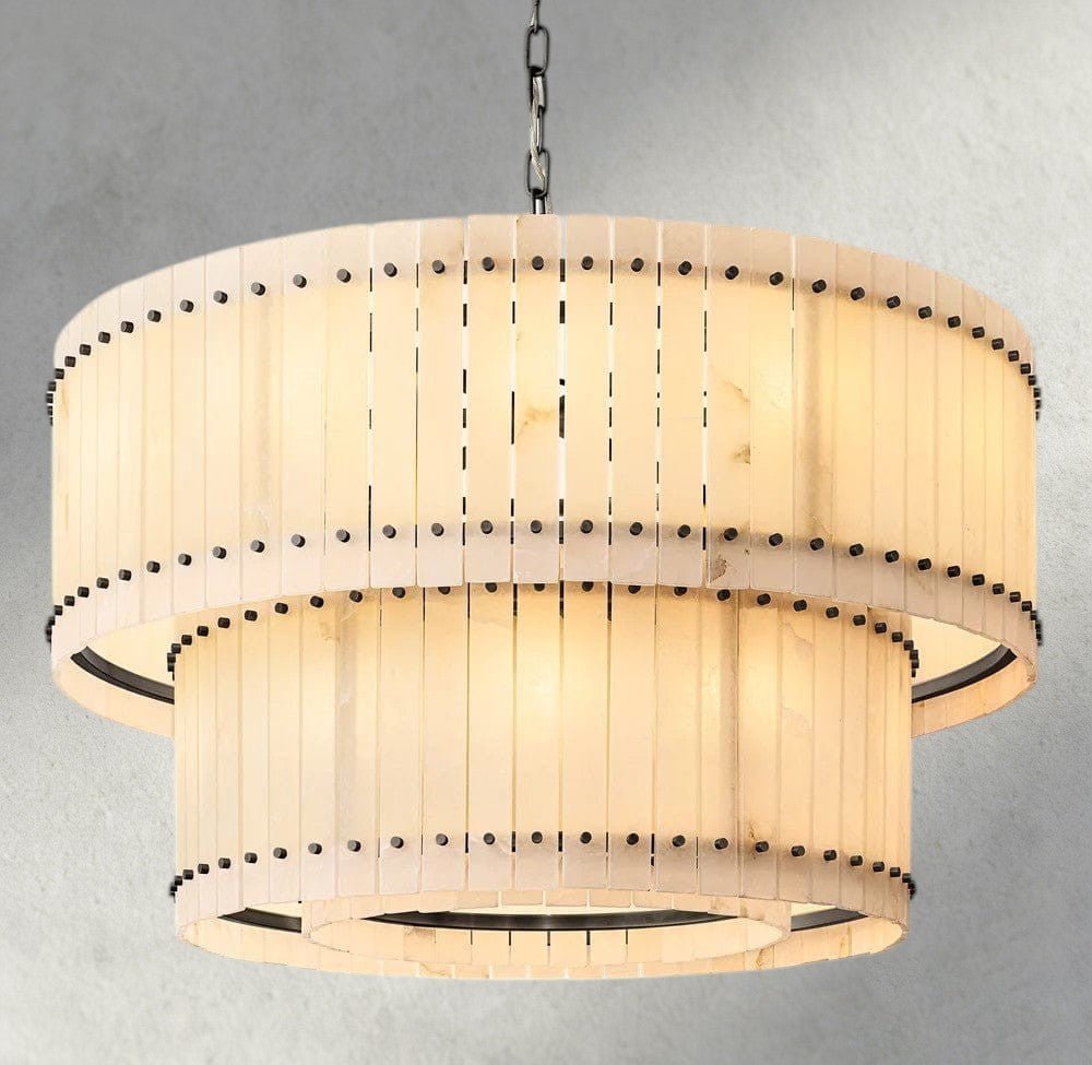 Sun Merca Alabaster Round Tiered Chandelier 22", 37", 48", 60" - GILDLAMPS