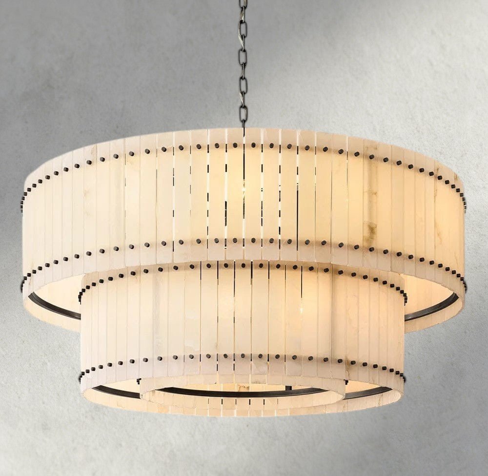 Sun Merca Alabaster Round Tiered Chandelier 22", 37", 48", 60" - GILDLAMPS