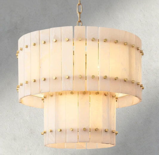 Sun Merca Alabaster Round Tiered Chandelier 22", 37", 48", 60" - GILDLAMPS