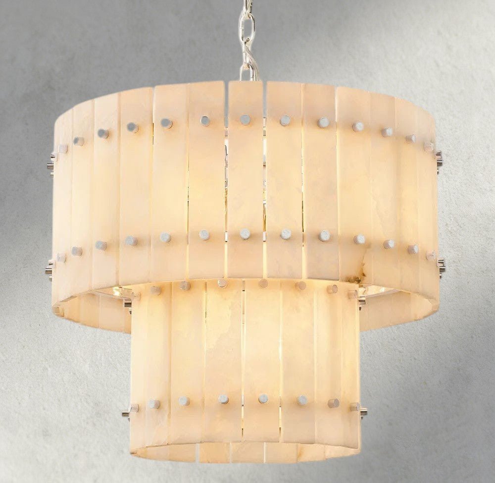 Sun Merca Alabaster Round Tiered Chandelier 22", 37", 48", 60" - GILDLAMPS