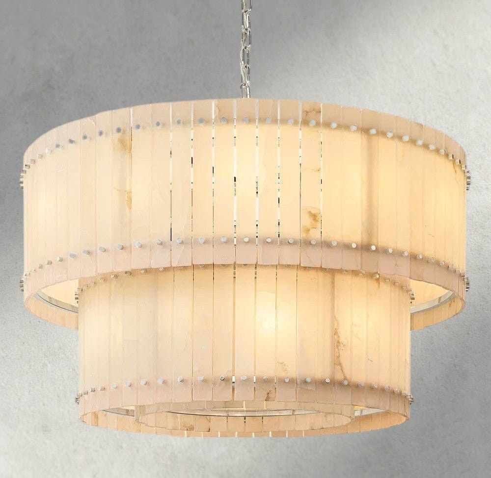 Sun Merca Alabaster Round Tiered Chandelier 22", 37", 48", 60" - GILDLAMPS