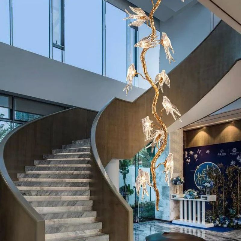Swallow Glass Long Tree Branch Chandelier - GILDLAMPS