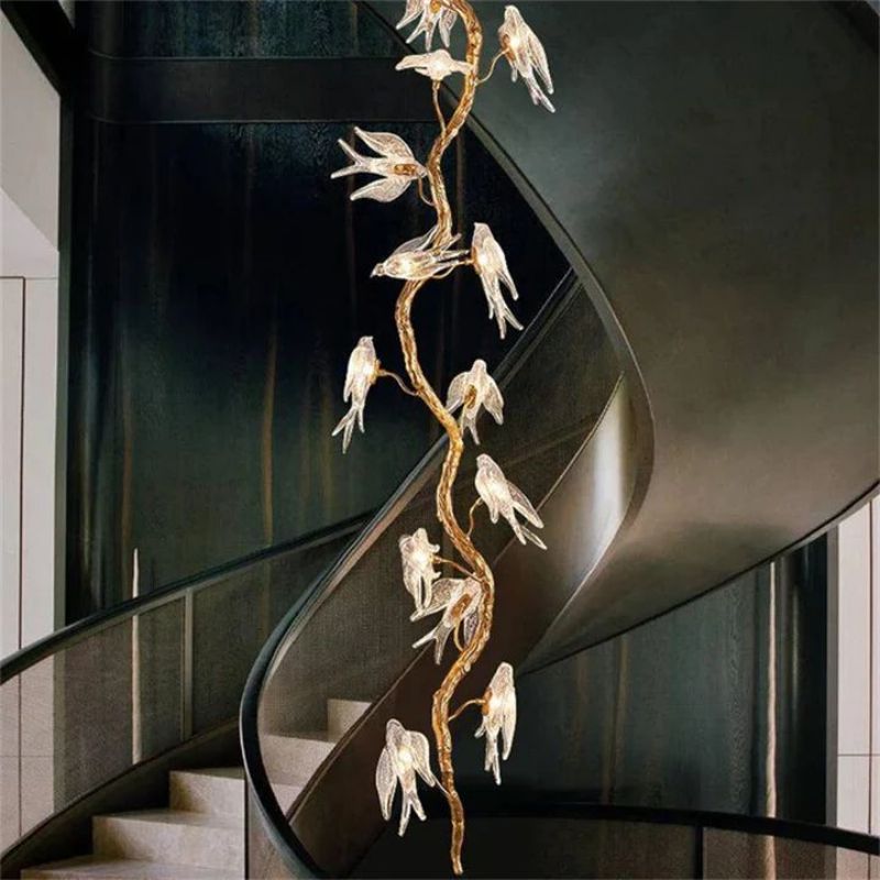 Swallow Glass Long Tree Branch Chandelier - GILDLAMPS