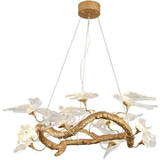 Swallow Glass Tree Branch Round Chandelier - GILDLAMPS