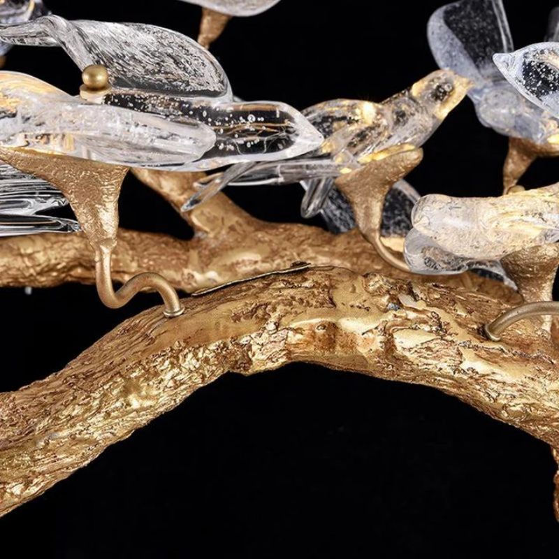 Swallow Glass Tree Branch Round Chandelier - GILDLAMPS