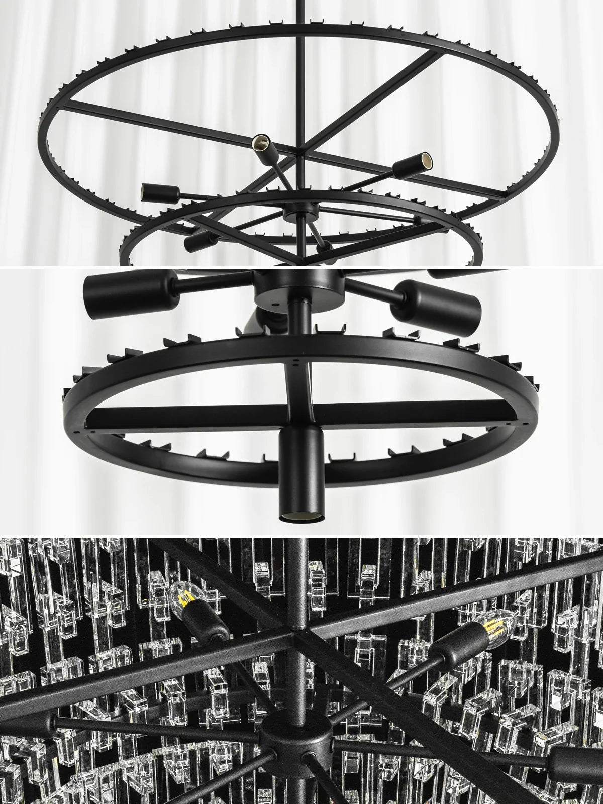Tiered Clear Crystal Rod Chandelier