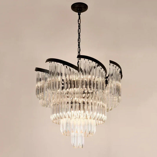 Twin Palms Round Crystal Chandelier - GILDLAMPS