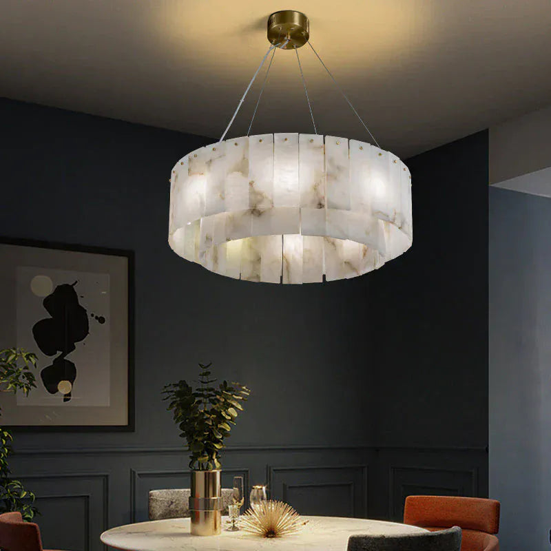 Victoria Alabaster Modern Round Chandelier 22.4 inch, 32.3 inch