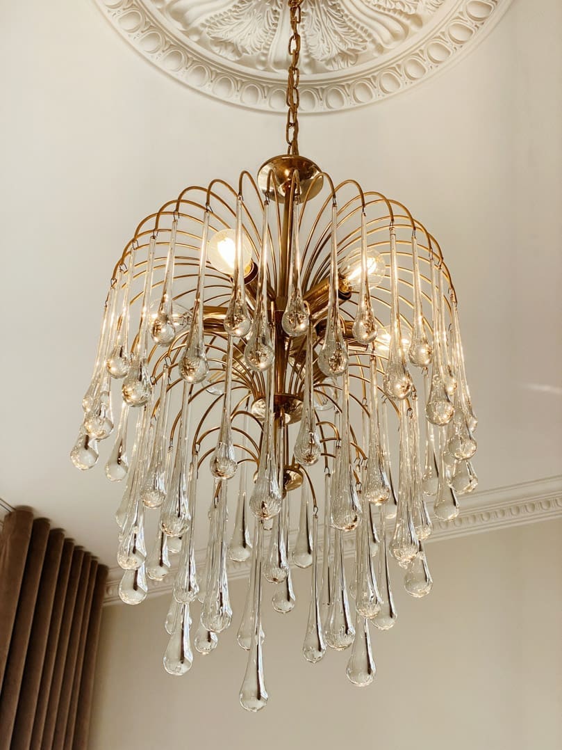 Vintage – Murano chandelier – Teardrop – 68 drops – Clear - GILDLAMPS