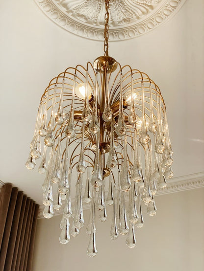Vintage – Murano chandelier – Teardrop – 68 drops – Clear - GILDLAMPS
