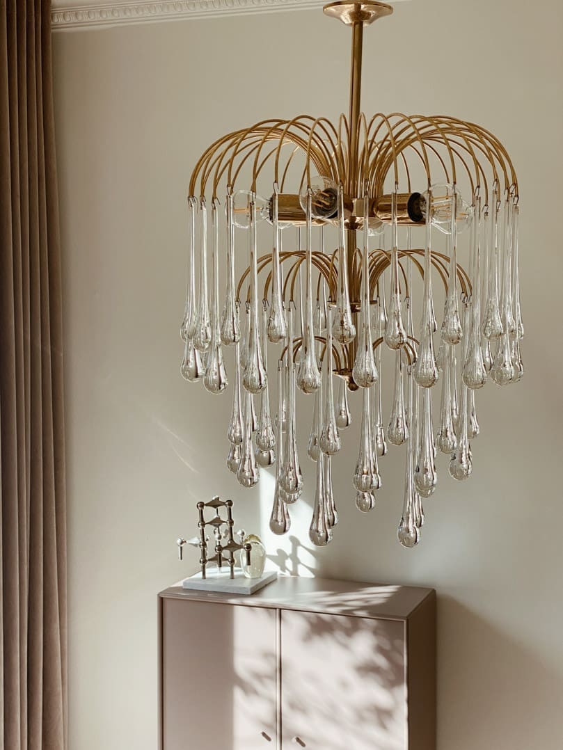 Vintage – Murano chandelier – Teardrop – 68 drops – Clear - GILDLAMPS