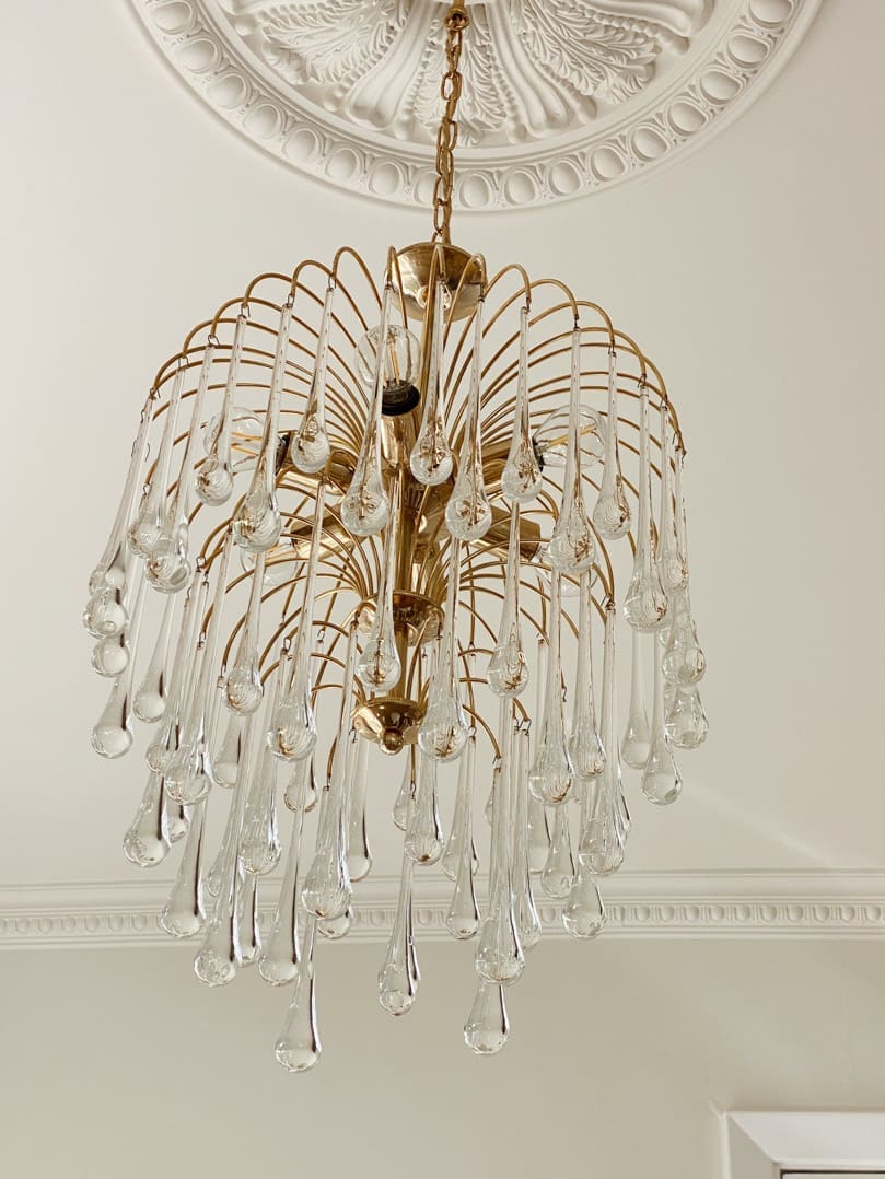 Vintage – Murano chandelier – Teardrop – 68 drops – Clear - GILDLAMPS