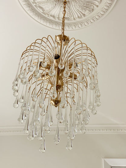 Vintage – Murano chandelier – Teardrop – 68 drops – Clear - GILDLAMPS