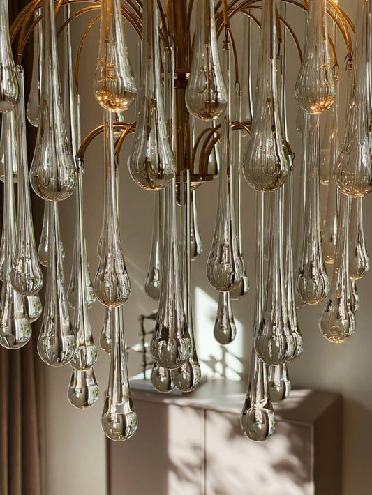 Vintage – Murano chandelier – Teardrop – 68 drops – Clear - GILDLAMPS