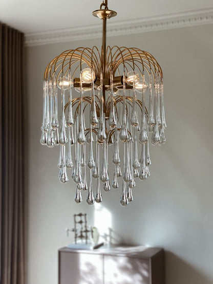 Vintage – Murano chandelier – Teardrop – 68 drops – Clear - GILDLAMPS