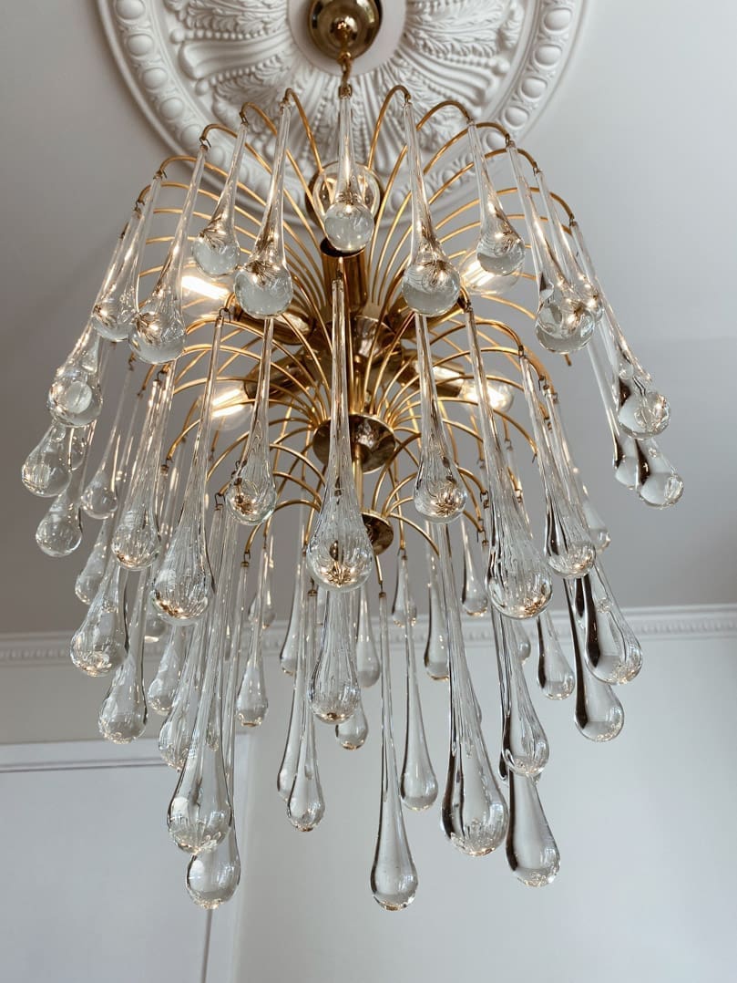Vintage – Murano chandelier – Teardrop – 68 drops – Clear - GILDLAMPS