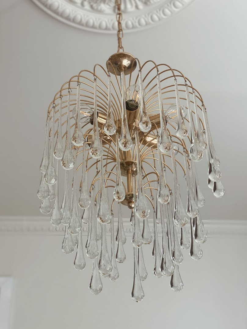 Vintage – Murano chandelier – Teardrop – 68 drops – Clear - GILDLAMPS