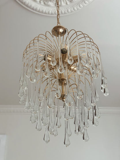 Vintage – Murano chandelier – Teardrop – 68 drops – Clear - GILDLAMPS