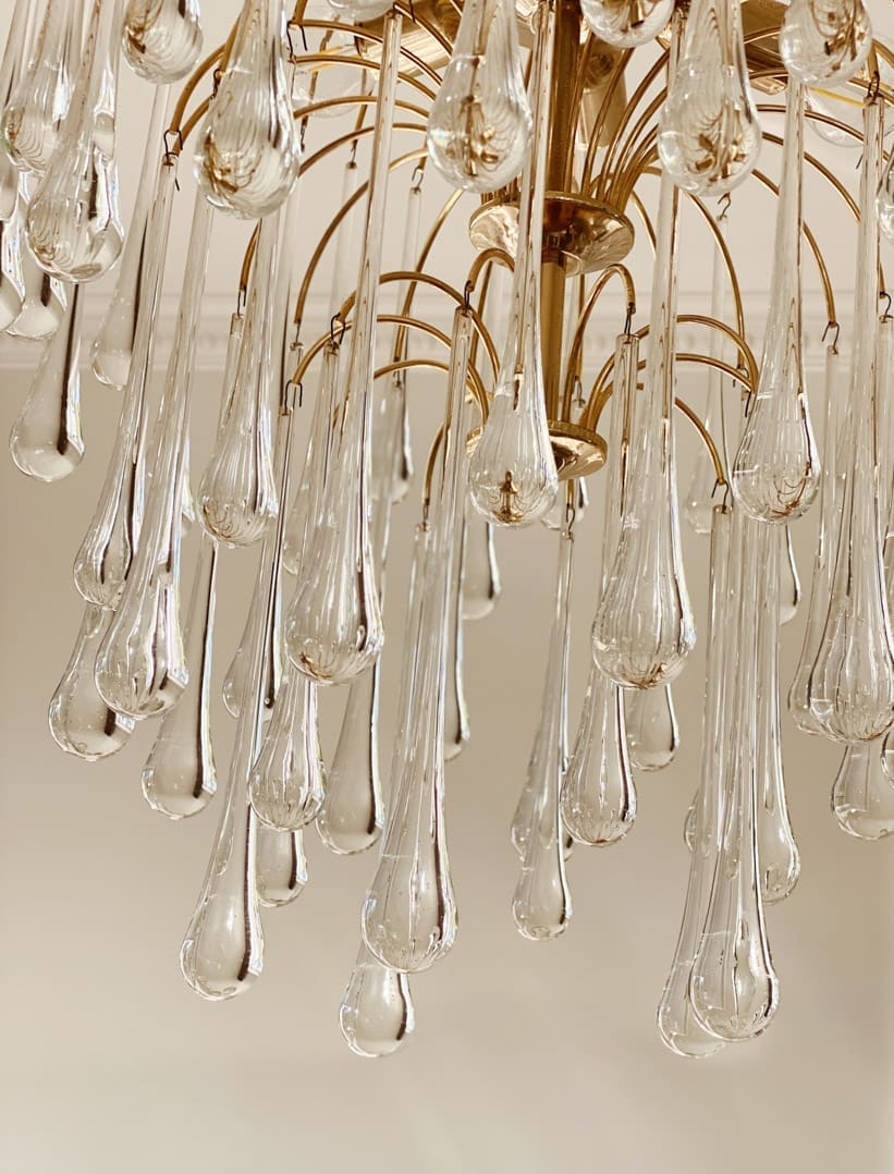 Vintage – Murano chandelier – Teardrop – 68 drops – Clear - GILDLAMPS