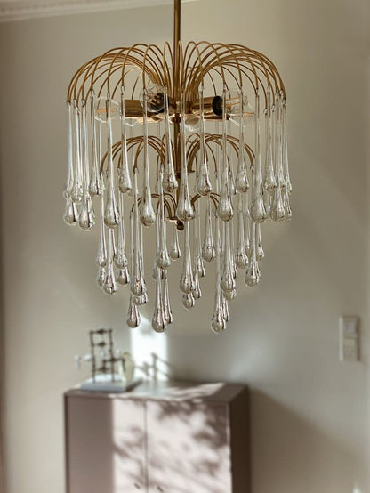 Vintage – Murano chandelier – Teardrop – 68 drops – Clear - GILDLAMPS