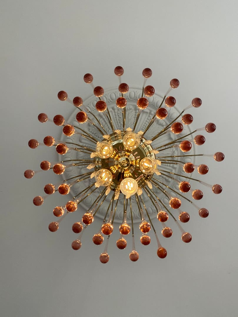 Vintage – Murano Teardrops Chandelier – 70s – Pink prisms - GILDLAMPS