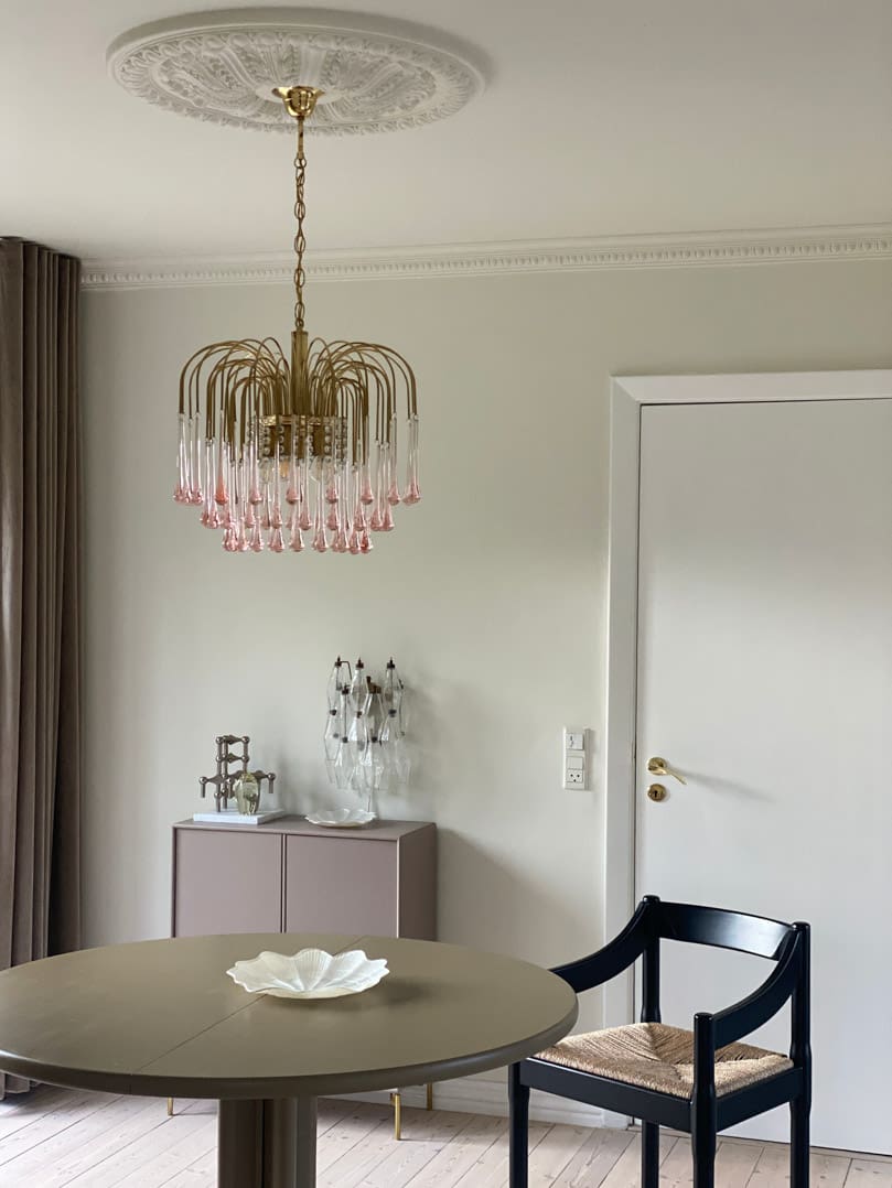 Vintage – Murano Teardrops Chandelier – 70s – Pink prisms - GILDLAMPS