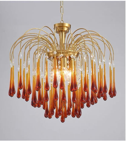 Vintage – Murano Teardrops Chandelier – 70s – Pink prisms - GILDLAMPS