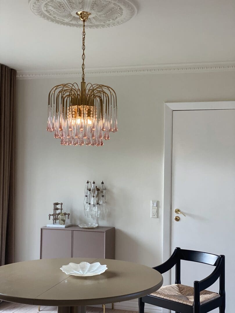 Vintage – Murano Teardrops Chandelier – 70s – Pink prisms - GILDLAMPS