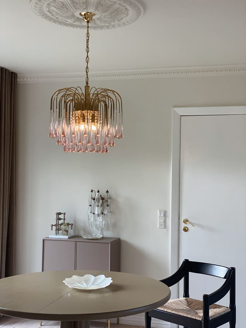 Vintage – Murano Teardrops Chandelier – 70s – Pink prisms - GILDLAMPS