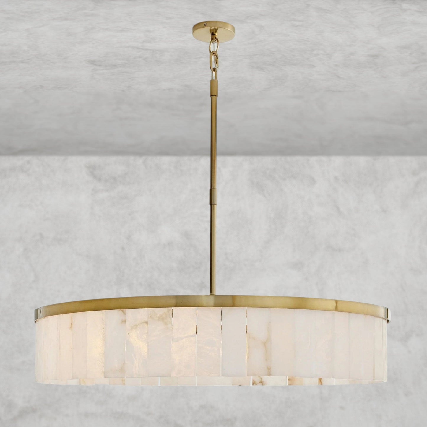 Windham Alabaster One-Tile Round Chandelier