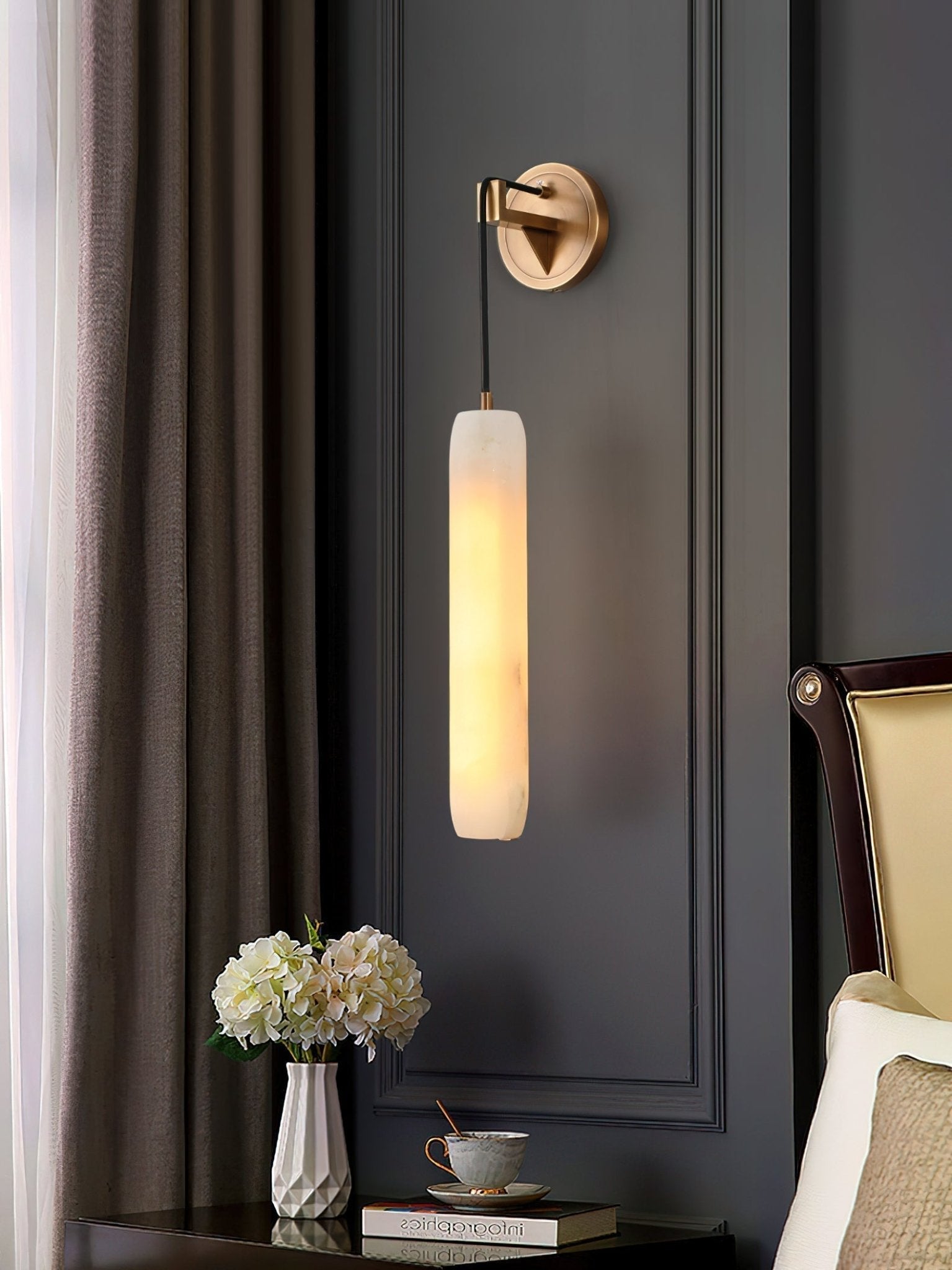 Wrenna Alabaster Flute Wall Lamp - GILDLAMPS