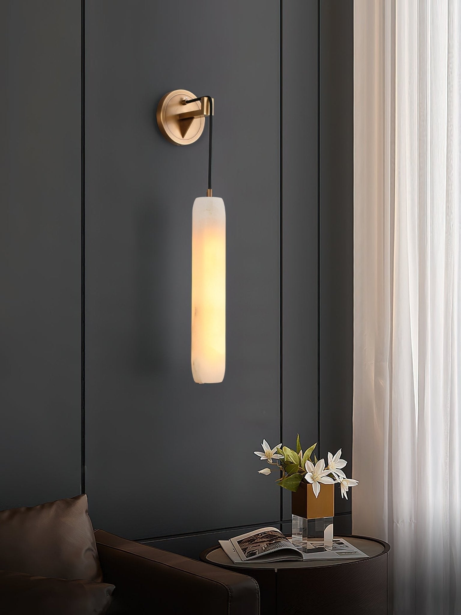 Wrenna Alabaster Flute Wall Lamp - GILDLAMPS